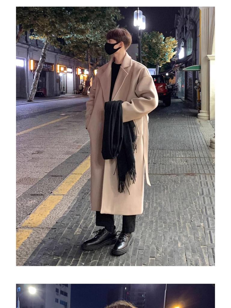 Men's British Style Mid-Length Wool Trench Coat - Autumn High-End Knee-Length Overcoat
