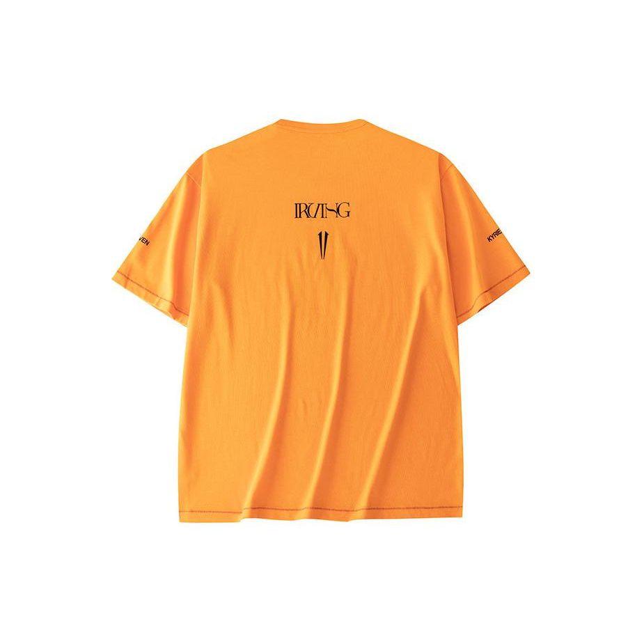 Anta Kyrie Series Letter Logo Printed Round Neck Short Sleeve Drop Shoulder T-Shirt Unisex Tops Fluorescent-Orange 172421114-2