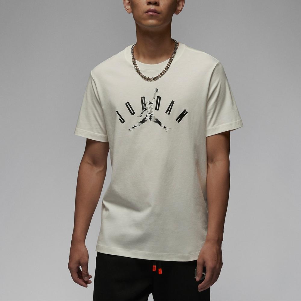 Jordan Alphabet Logo Print Vintage American Sports Casual Round Neck Short Sleeve T-Shirt Men Tops White FB7366-133