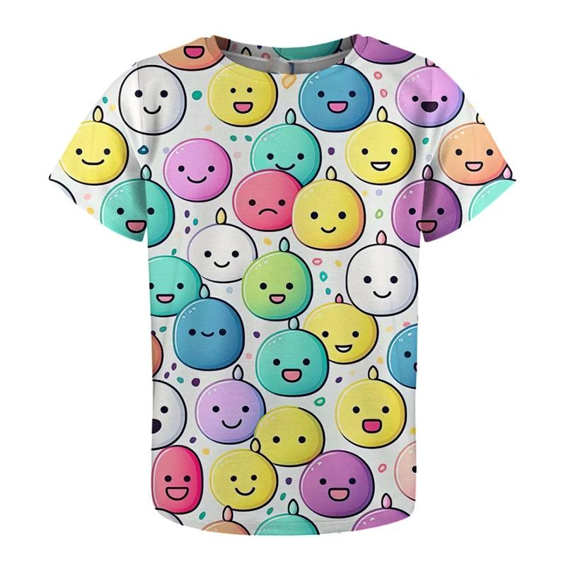 Children's Cartoon Style Cat Dog T-shirt Full Sublimation Cute Animal Pattern T Shirts Summer Short Sleeve Fashion Casual Top