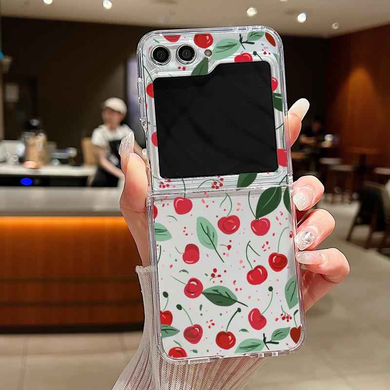 For Samsung Galaxy Z Flip 7 6 5 4 3 Case Cherry Watermelon Fruits Hard Clear Folding Cover For Samsung Z Flip6 Flip5 Flip4 Flip7