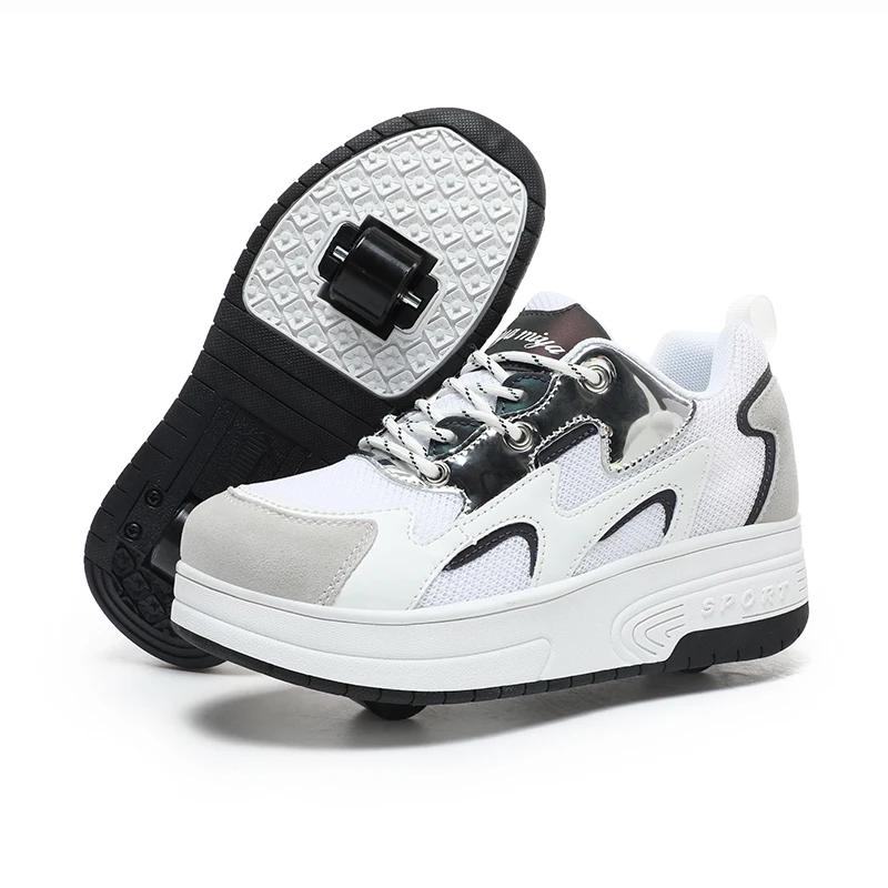 2-wheel Roller Skates Trendy Boys' Retractable Skates Children's Dual-purpose Skating Wheels Sneakers Casual Shoes