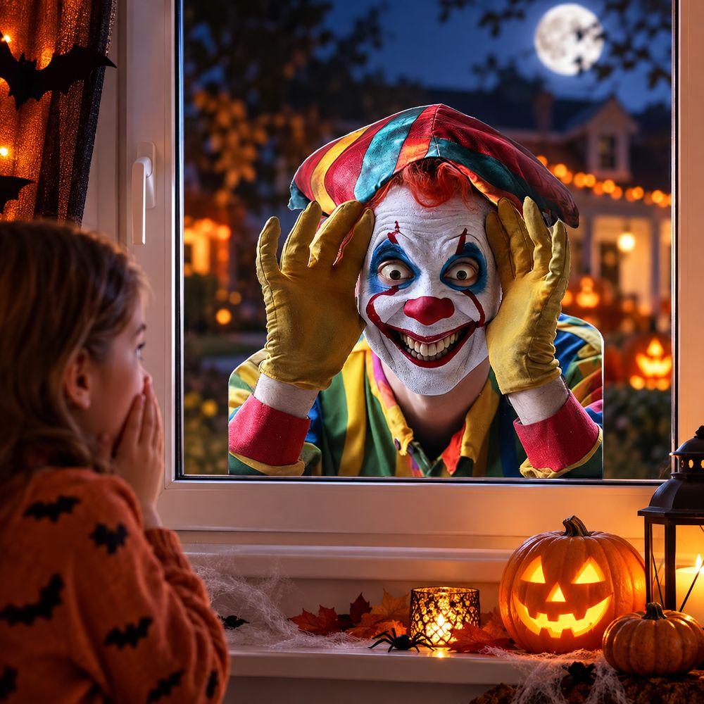 Transparent Background Scary Peeper Freak Sticker Window Clings Halloween