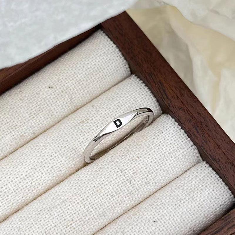 Silberner Koreanischer 26 Buchstaben A-Z Offener Ring Herren und Damen Ring Partnergeschenk Schmuck