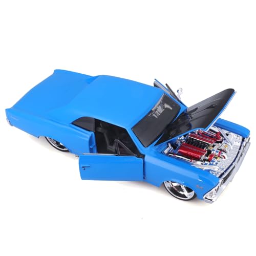 Maisto 1/24 Scale Chevrolet Chevelle 1966 Blue Custom Classic Muscle Series / Diecast Model Car, Finished Product, 31333
