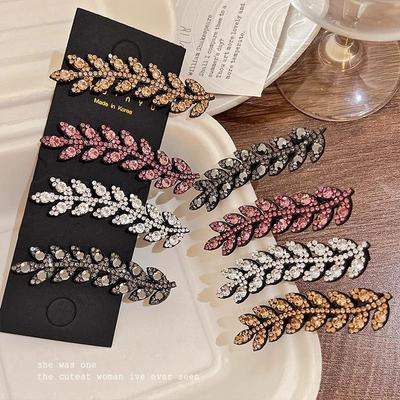 Brandneues Elegantes Haaraccessoire Funkelnde Haarspange Trendige Haarnadel Glitzernde Strass-Barettes Weizenform Haarclip