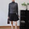 Autumn and Winter New Semi-turtleneck Fake Two-piece Sequined Knitted Sweater Top Slim and Thin Sweater Pullover Inside Women