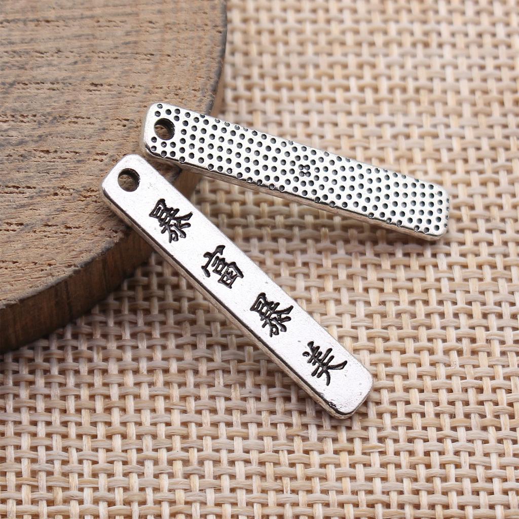 Tag Charm Pendant Chinese Wishing Words Good Fortune For DIY Bracelet Necklace Oriental Lucky Jewelry Making Supplies
