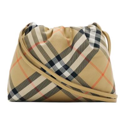 Burberry Kordelzug Verschluss Klassisches Karomuster Nylon Umhängetasche Damen Umhängetasche Beige 80962101