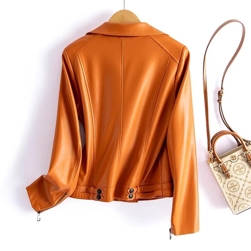 Streetwear Damen Zweite Schicht Lammfelljacke Kunstleder Kurzer Mantel Herbst Winter Grün Moto Biker Oberbekleidung Lässige Oberteile