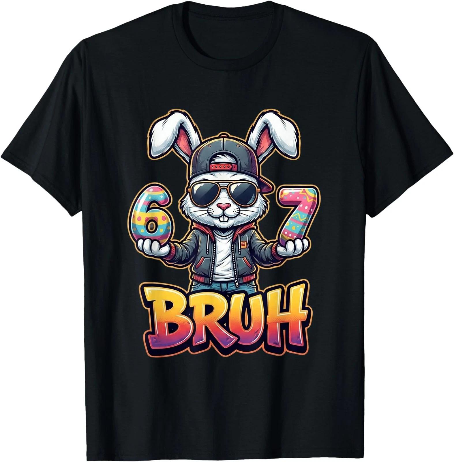 Easter Bunny Meme Bruh – Funny 6 7 Easter Eggs Design Gamers T-Shirt 2XL