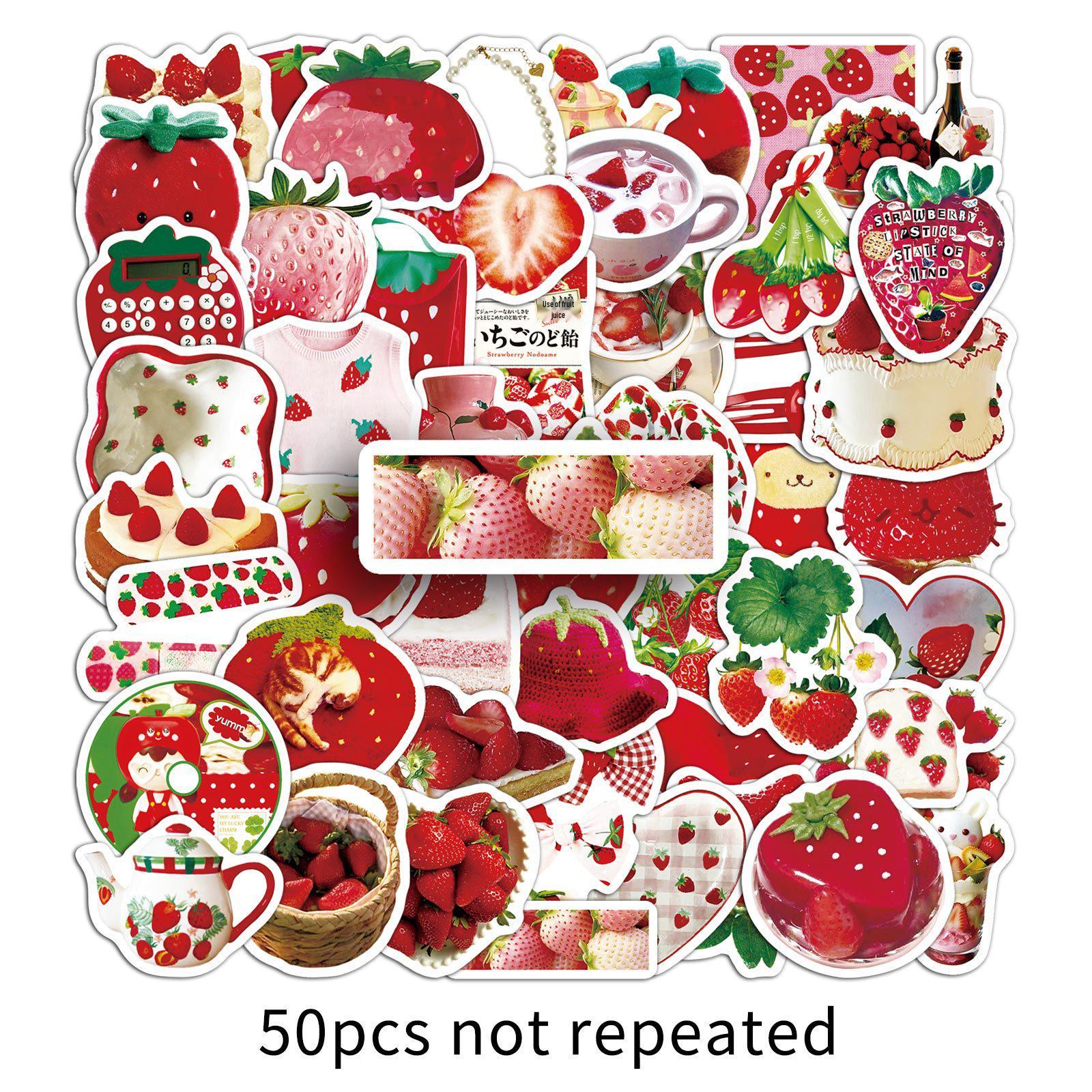 

50 Strawberry Stickers: Sweet Picnic Food Decorations for Notebooks & DIY Phone Projects
