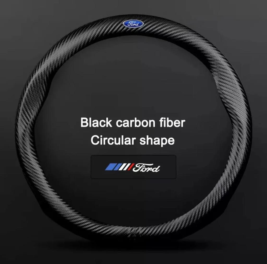 For Ford Mondeo Focus Raptor Puma Edge Explorer Ecosport Ranger F150 Fiesta Kuga Car Carbon fiber Anti-slip Steering Wheel Cover LW5