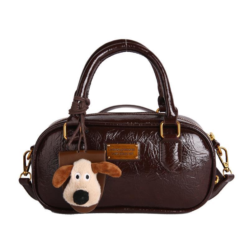 

Сумки, Нишевая сумка-мяч, Сумка кроссбоди из мягкой кожи, Модная и трендовая сумка на одно плечо Without pendant кофейный