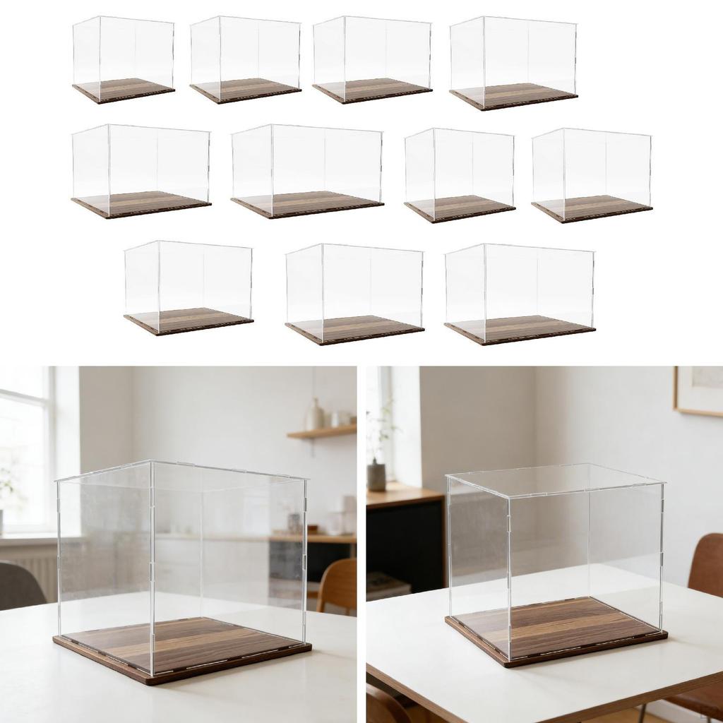 Acrylic Display Case Figures Storage Box Collection with Base Dustproof Installation
