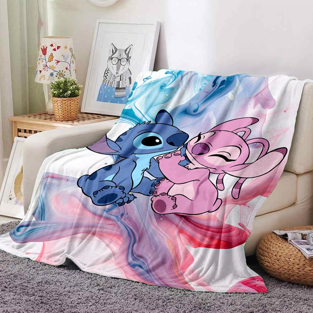 Stitch Angel Blanket Soft Throw Blanket For Home Bedroom Bed Sofa Travel Office Solid Christmas Blanket