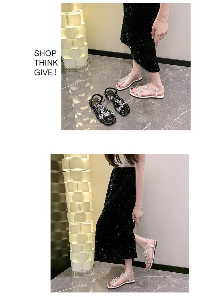 Ladies' Large Size Fashion Slip-On Sandals with Butterfly Pattern