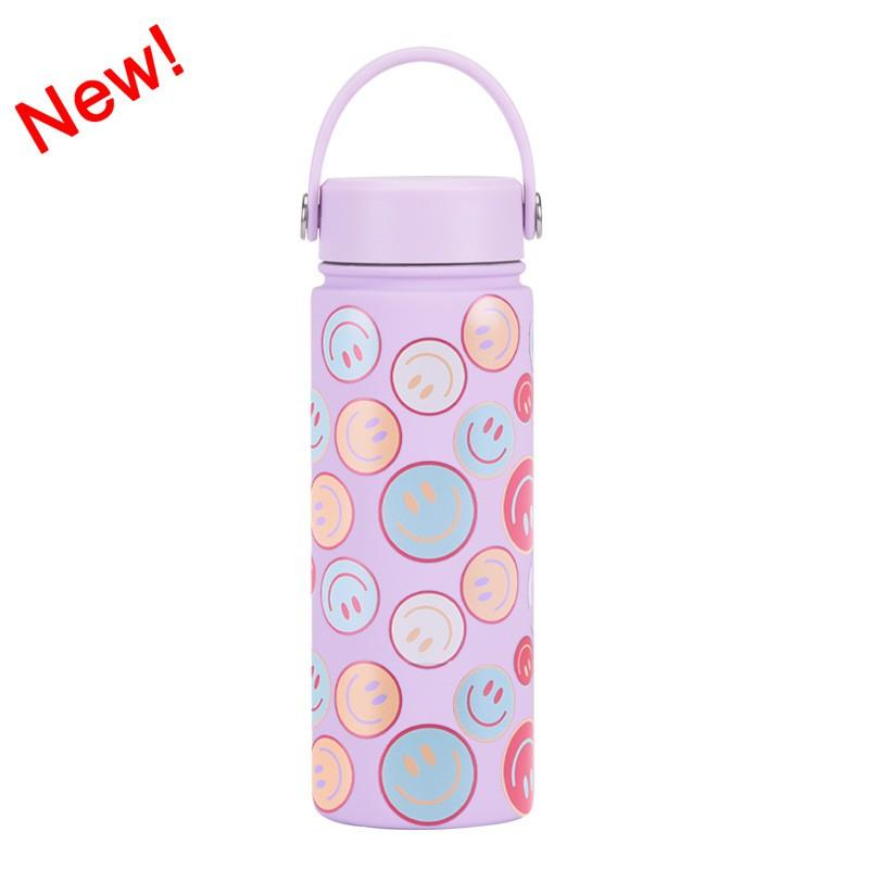 Stainless Steel Insulated Water Bottle 550ml Wide Mouth Portable Travel Mug With Handle Outdoor Gym Office