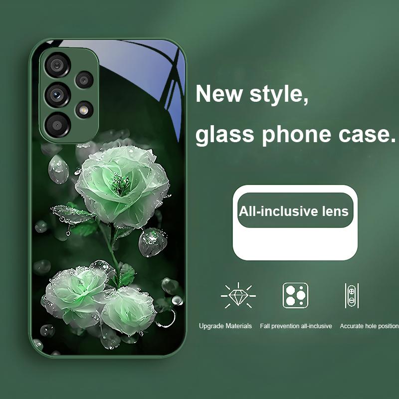 Moisturizing Pink Flower For Samsung Galaxy S23 24 Plus S20 21 FE S25 Ultra A70 72 73 51 52 53 Tempered Glass Phone Case
