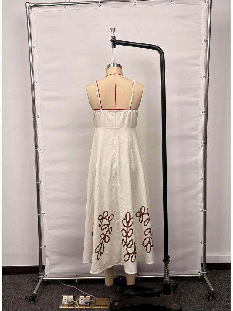 Women's Vintage Floral Spaghetti Strap Backless Dress - Casual Summer Wear