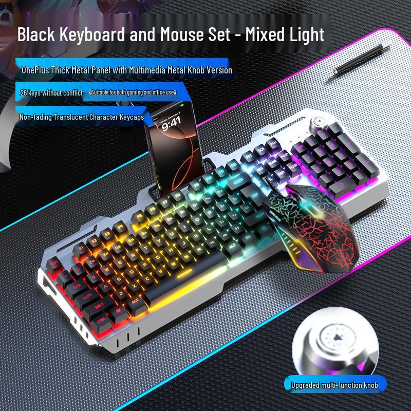 GX810 Wired Gaming Set: Mechanical Feel Keyboard, Mouse & Luminous Headset for Esports and Office.