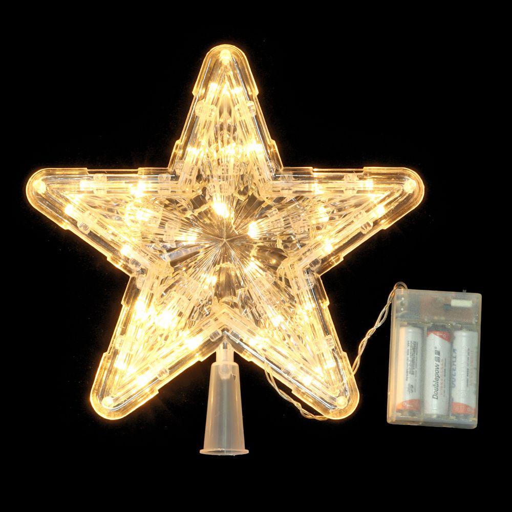 Xmas Decoration Night Light Christmas Tree Top Ornaments LED Glowing Star Five-pointed Star Lamp