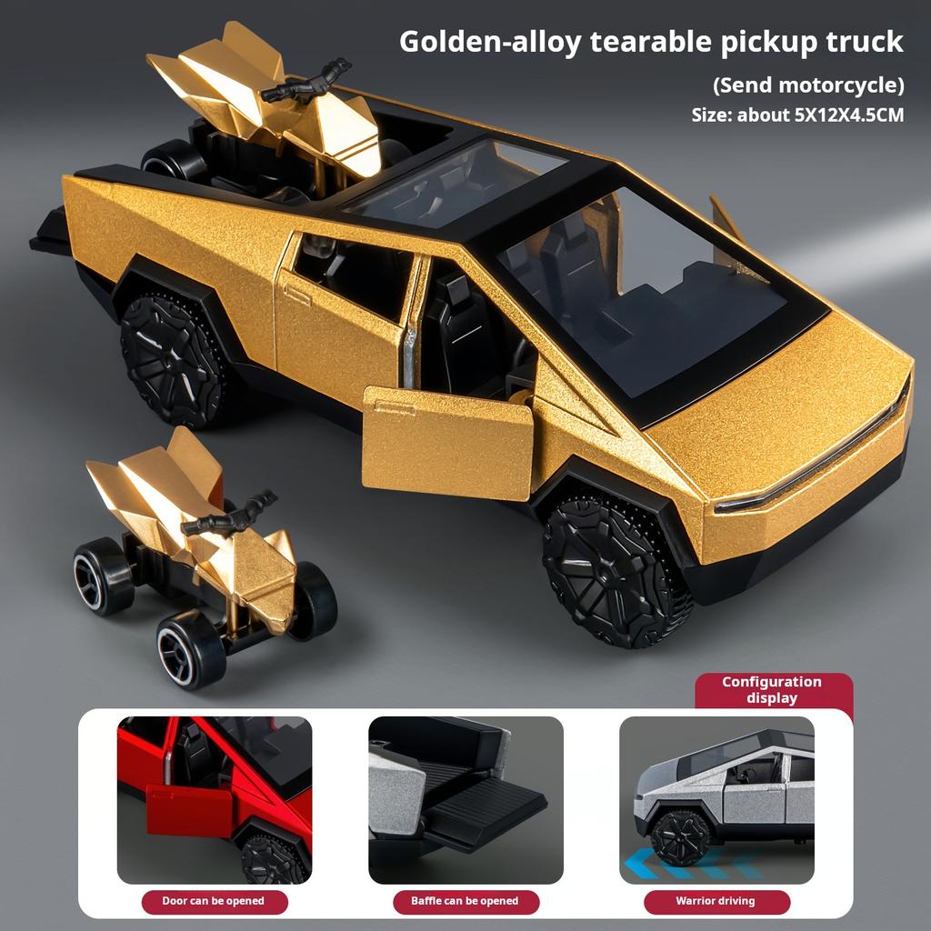 1:36 Cybertruck Speelgoed Off-Road Voertuig Die-Cast Modelauto Strandmotorfiets Hobby Verzamelsieraad Verjaardagscadeau Voor Jongen