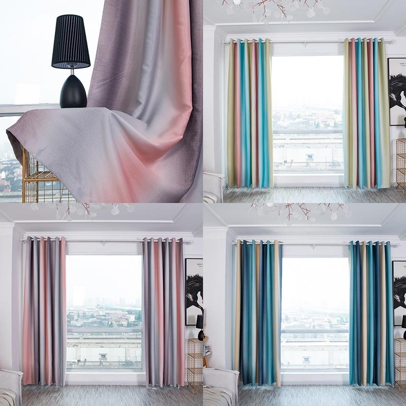 Thick Blackout Striped Curtains For Living Room Bedroom Gradient Curtain Drapes