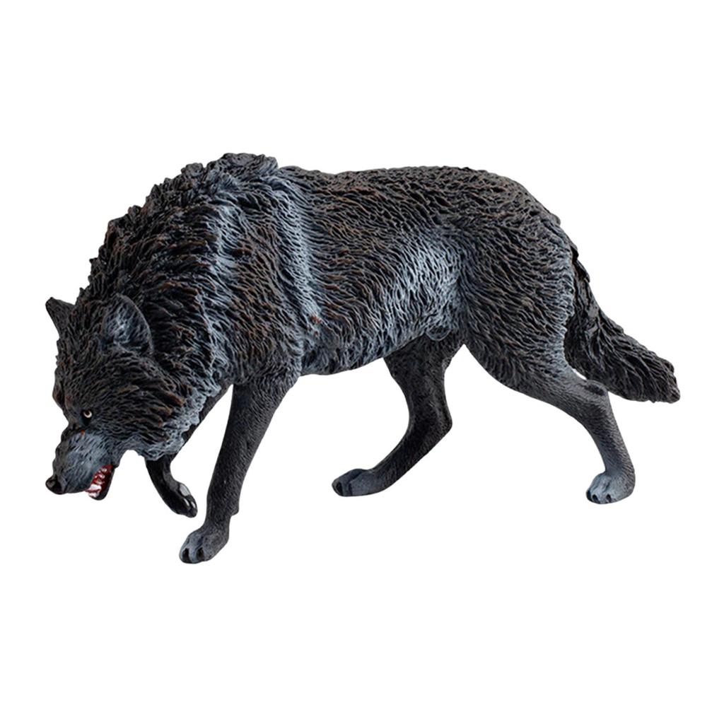 Mini Wolf Figurine Cake Toppers Hand Painted Model Educational Toy Realistic Animal Figure for Children Toddlers Birthday Gift