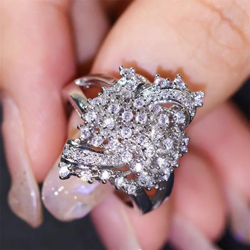 

925 Sterling Silver Engagement Ring for Women Trendy Crystal Small White Zircon Stone Vintage Wedding Band Jewelry 6