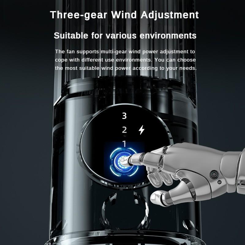 3.5W Vertical and Horizontal Leaf Less Tower Fan Household Desktop Silent Electric Fan Portable Multifunctional Circulating Fan 60*80*270mm
