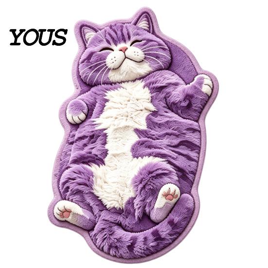 Warm Decorative Floor Pad Sleeping Cat Entrance Rug, Cozy Plush Door Mat, Cute Kitten Small Mat Absorbent Area Rug for Entryway Bedside Bedroom