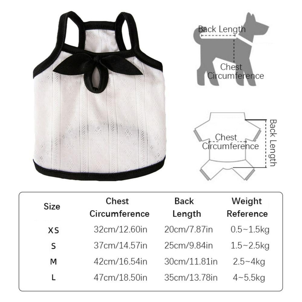Thin Polyester Bowknot Dog Vest White XS~L Pet Cat Sling T-Shirts Comfortable Breathable Summer Thin Puppy Clothes Perro