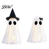Halloween Ghost Decoration Decoration, Light-Up with Witch Hat/Bow, Spooky Decor Standing for Porch Yard Outdoor Ghost-themed