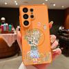 Cartoon Flower Girl Pattern Case For Samsung Galaxy S26 Ultra S25 Edge S24 Plus S23 FE S22 A54 A55 A56 5G Magnetic For Magsafe Matte Cover