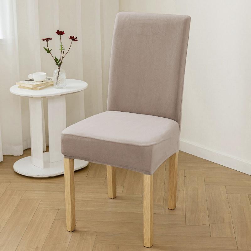 Velvet Dining Chair Cover Dustproof Elastic Soft Chair Seat Cover Slipcover Suitable for Living Room Home Decor Office 1PC
