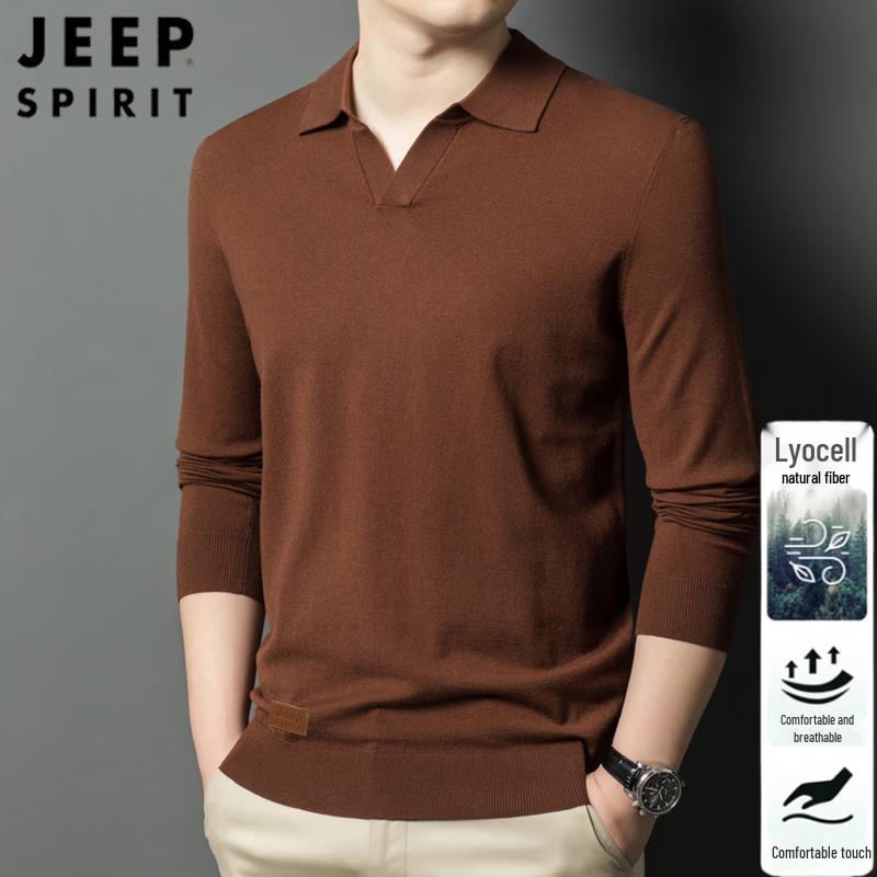 

JEEP SPIRIT Men s V-Neck Knit Polo Shirt 125/185