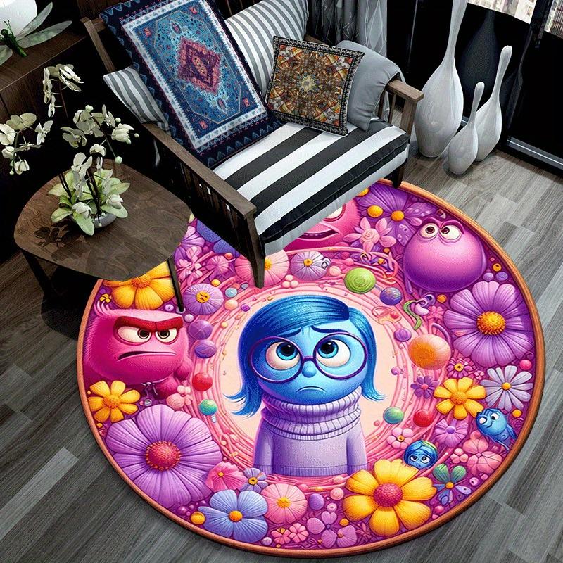 1pc Inside Out Round Area Rug,Non Slip,Machine Washable Polyester Carpet for Living Room,Bedroom Decor