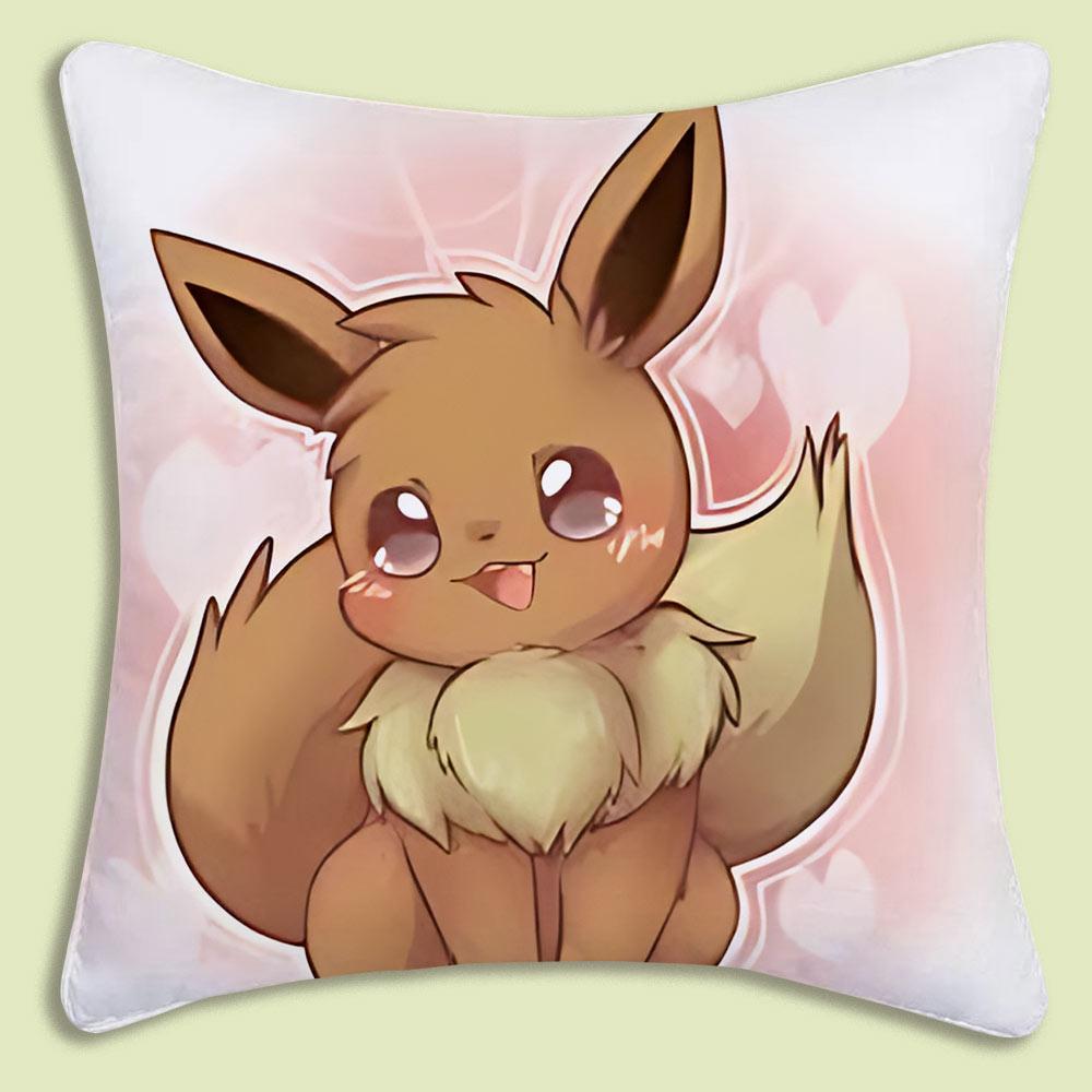 Anime P-Pokemon Pillow Covers Cartoon Sofa Decorative Home Double-Sided Printing Short Plush Cute Cushion Cover