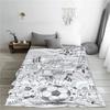 Soccer Theme Flannel Throw Blanket White Cartoon Soccer Ball and Field Design Warm Blanket For Boys Living Room Sofa Bed Decor