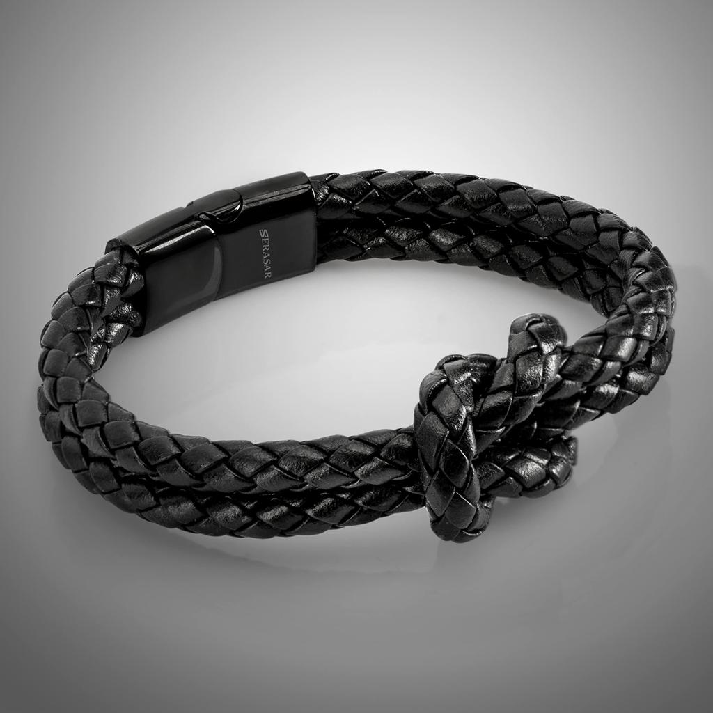 Genuine Leather Bracelet 16cm Black with Gift Box Knot Jewelry Arm Chain Girlfriend Brother Sister Partner Couple Mother Wife Women's -