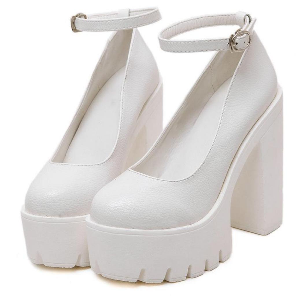 Spring super high heel women's shoes stage model single shoes thick heel nightclub DJ work shoes catwalk shoes women