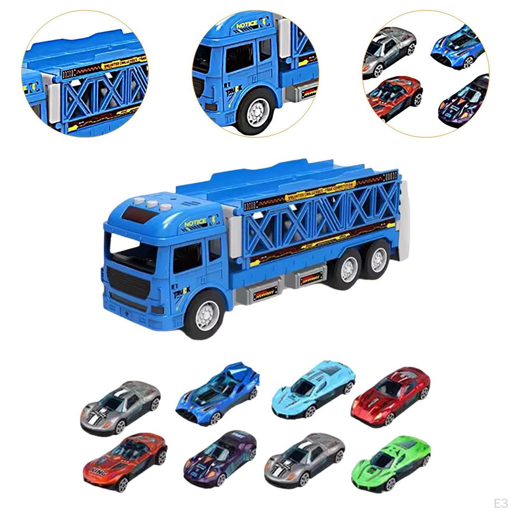 Vehicle Set with Foldable Transport Truck for Kids