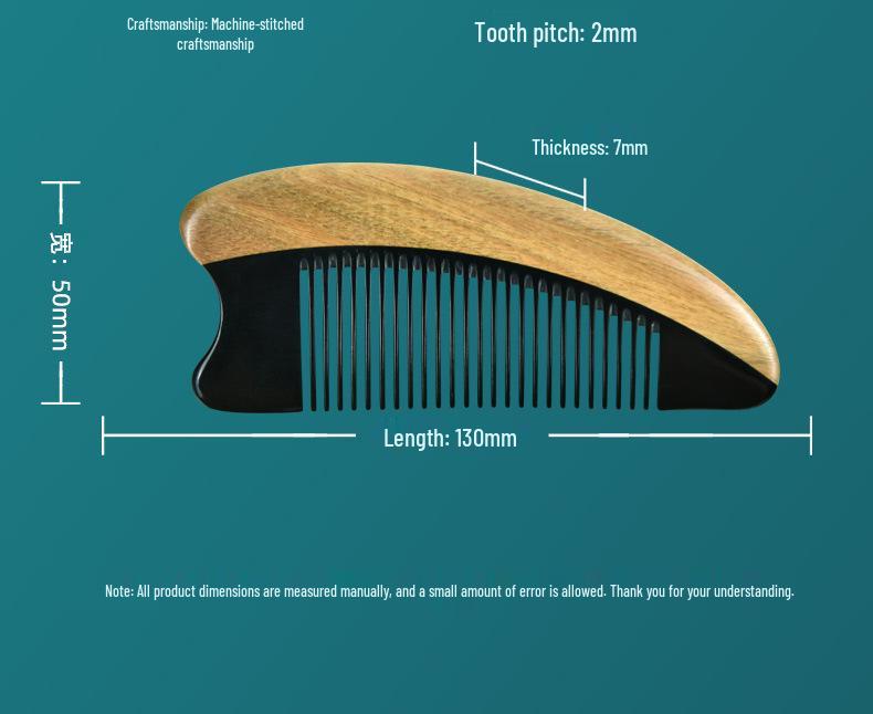 Portable Jade Sandalwood and Cow Horn Comb for Men & Women - Free Custom Engraving Gift Comb