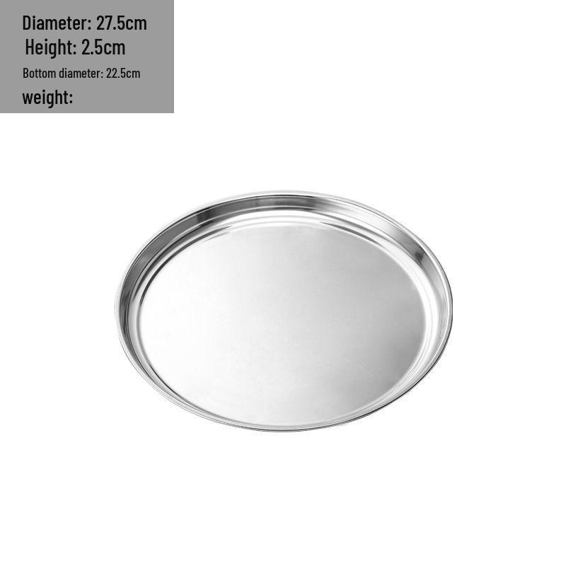 Large Thickened Stainless Steel Round Tray for Hotels and Home