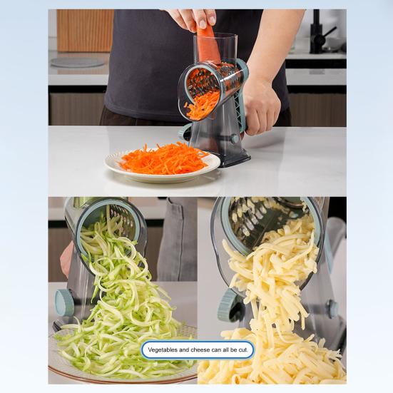 Handheld Roller Vegetable Slicer Adjustable Julienne Shredder for Home Kitchen Stainless Steel Blade Quick Vegetable Prep Tool with Protective Guard