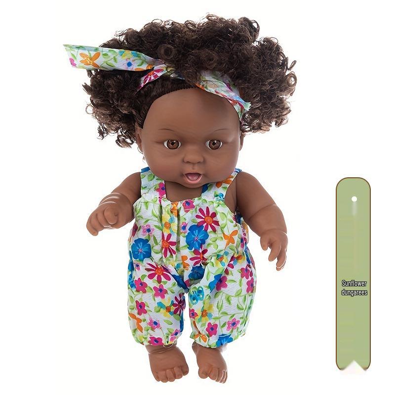 

8-дюймовая плюшевая кукла африканского черного младенца - милая игрушка для комфорта для детей белый