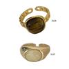 Vintage Amber Color Natural Stone Adjustable Ring Elegant Open Finger Ring Bohemian Style Jewelry for Fashionable Women