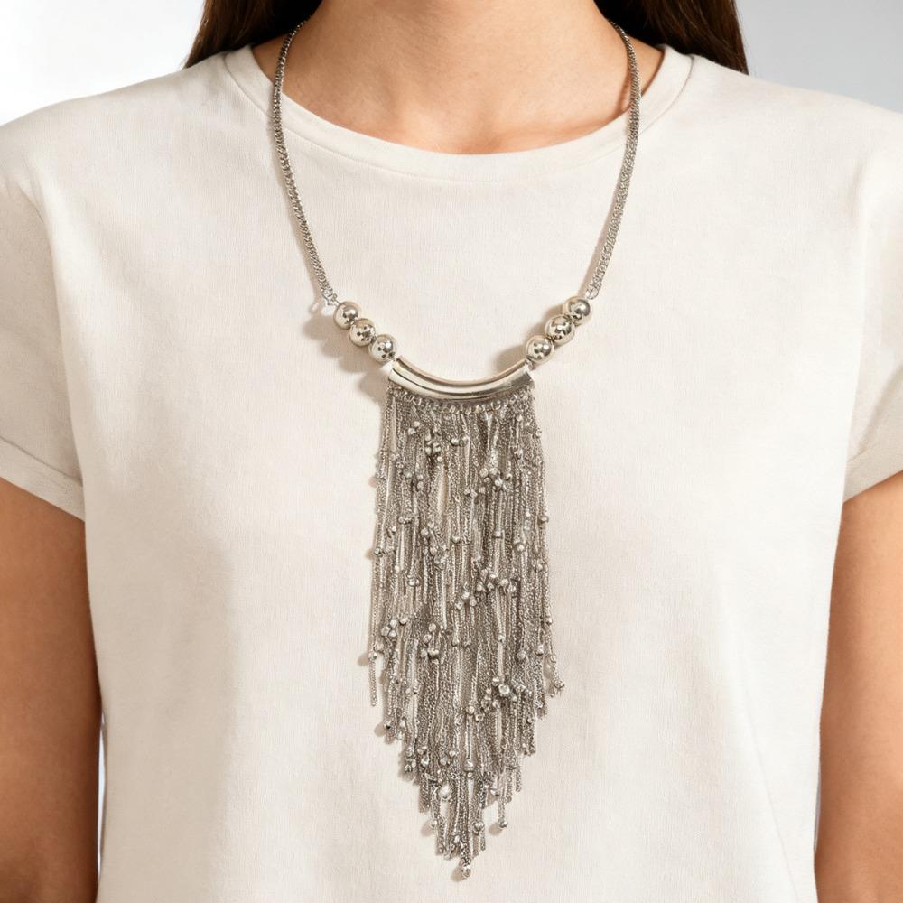 Multi-Layer Retro Geometric Collarbone Chain Sweater Chain Pendant  For Women Jewelry