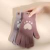 Thick Soft Women Knitted Love Cat Paw Female Gloves  Gloves Wool Mittens Driving Gloves
